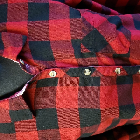 Red and black plaid Maurice's button down shirt - Picture 3 of 4